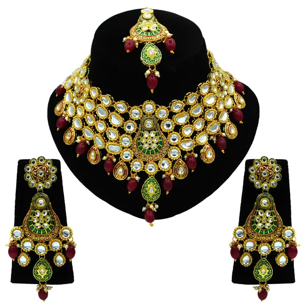 Maroon_Brass_Premium_Kundan_Meenakari_Necklace_Set_For_Women_&_Girls_(08-0277)