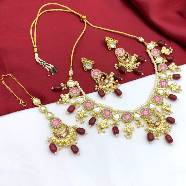Maroon_Brass_Premium_Kundan_Meenakari_Necklace_Set_For_Women_&_Girls_(08-0285)