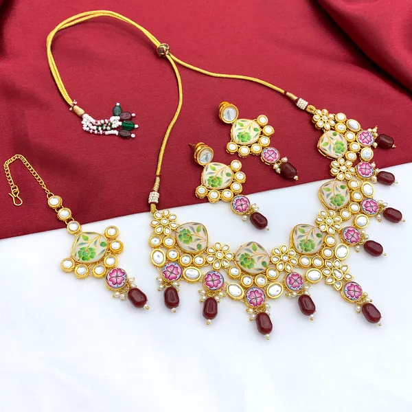 Maroon_Brass_Premium_Kundan_Meenakari_Necklace_Set_For_Women_&_Girls_(08-0292)