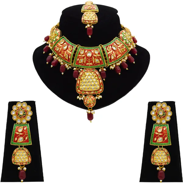 Maroon_Brass_Premium_Kundan_Meenakari_Necklace_Set_For_Women_&_Girls_(08-0467)