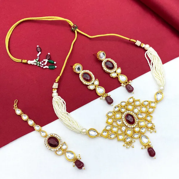 Maroon_Brass_Premium_Kundan_Meenakari_Necklace_Set_For_Women_&_Girls_(08-0510)