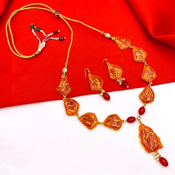 Orange_Brass_Premium_Kundan_Meenakari_Necklace_Set_For_Women_&_Girls_(08-0512)