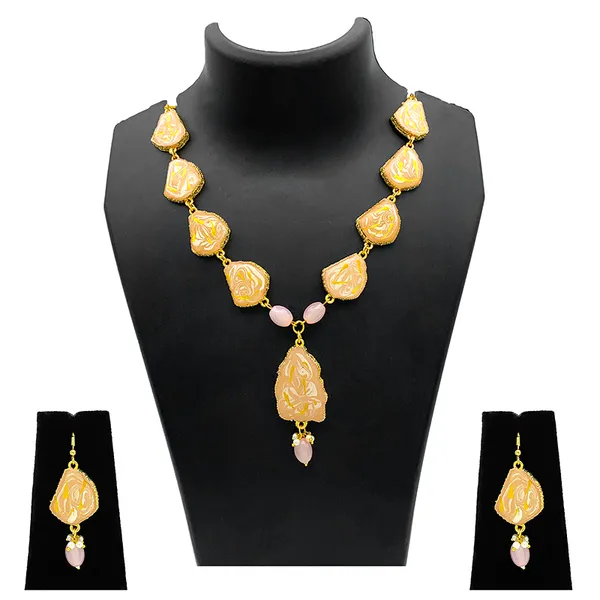 Peach_Brass_Premium_Kundan_Meenakari_Necklace_Set_For_Women_&_Girls_(08-0512)