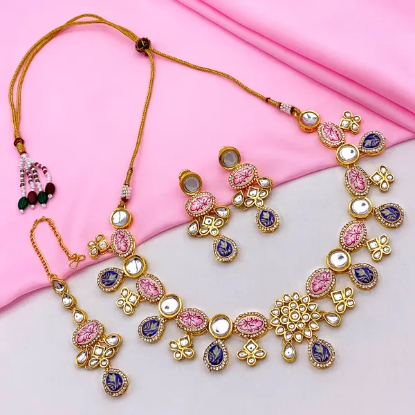 Premium_Kundan_Stones_Floral_Necklace_Set_For_Women_&_Girls_(08-0460)