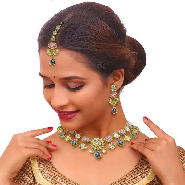 Premium_Kundan_Stones_Floral_Necklace_Set_For_Women_&_Girls_(08-0460)