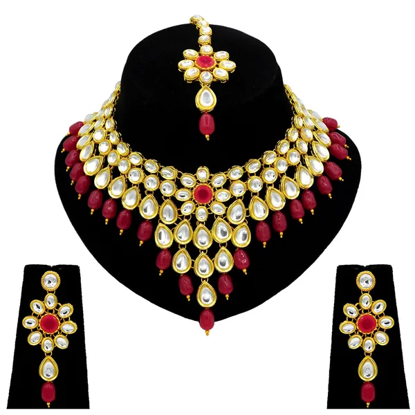 Magenta_Brass_Premium_&_Elegant_Kundan_Necklace_Set_With_Earrings_&_Tikka_For_Women_&_Girls_(08-0111)