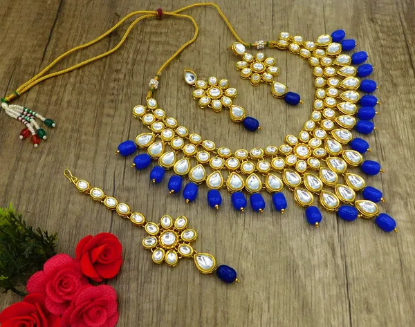 Royal_Blue_Brass_Premium_&_Elegant_Kundan_Necklace_Set_With_Earrings_&_Tikka_For_Women_&_Girls_(08-0111)