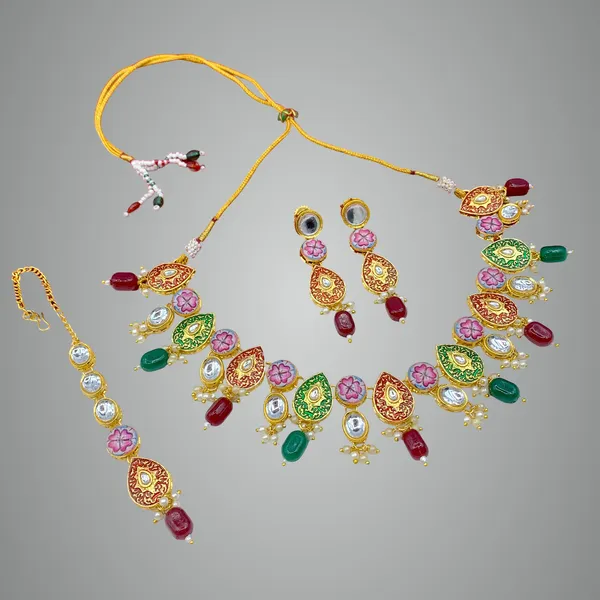 Maroon_&_Green_Brass_Premium_&_Elegant_Kundan_Jewellery_Set_For_Women_(08-0543)