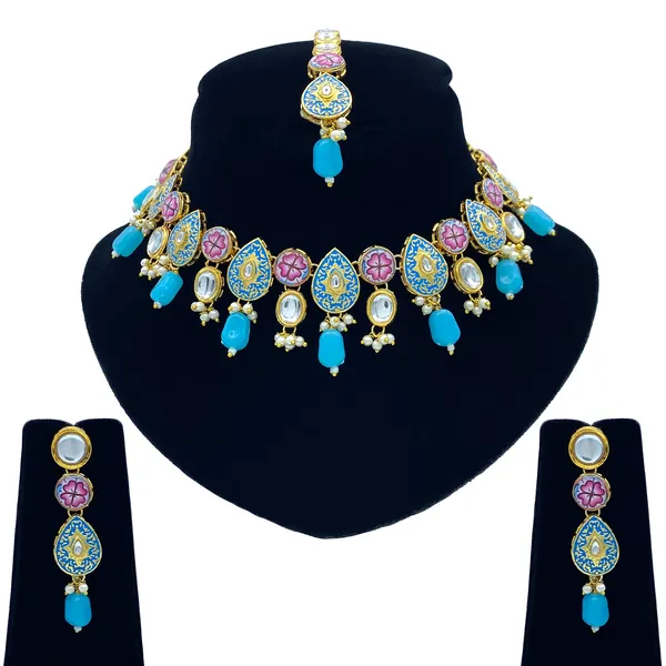 Turquoise_Brass_Premium_&_Elegant_Kundan_Jewellery_Set_For_Women_(08-0543)
