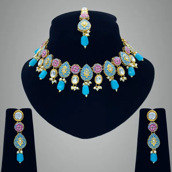 Turquoise_Brass_Premium_&_Elegant_Kundan_Jewellery_Set_For_Women_(08-0543)