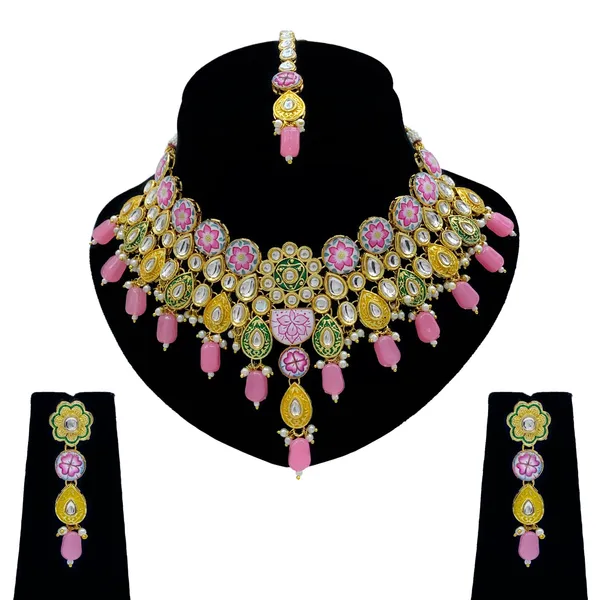 Baby_Pink_Brass_Premium_Kundan_Meenakari_Necklace_Set_For_Women_&_Girls_(08-0550)