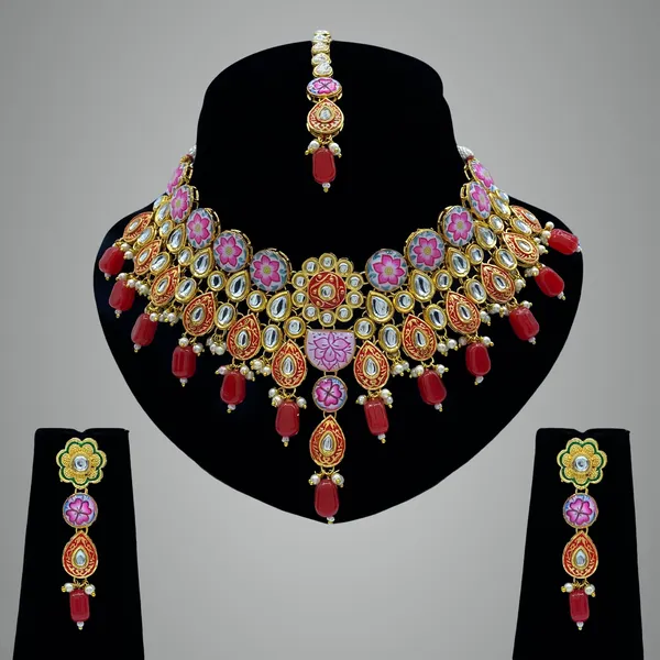 Red_Brass_Premium_Kundan_Meenakari_Necklace_Set_For_Women_&_Girls__(08-0550)