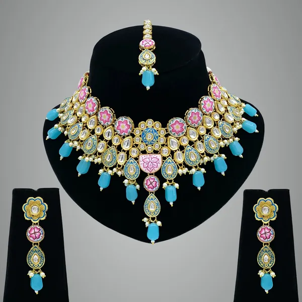 Turquoise_Brass_Premium_Kundan_Meenakari_Necklace_Set_For_Women_&_Girls_(08-0550)