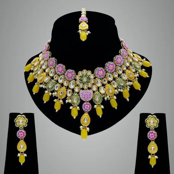 Yellow_Brass_Premium_Kundan_Meenakari_Necklace_Set_For_Women_&_Girls_(08-0550)