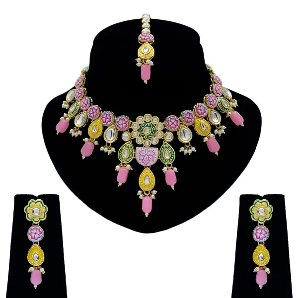 Baby_Pink_Brass_Premium_Kundan_Meenakari_Necklace_Set_For_Women_&_Girls_(08-0552)