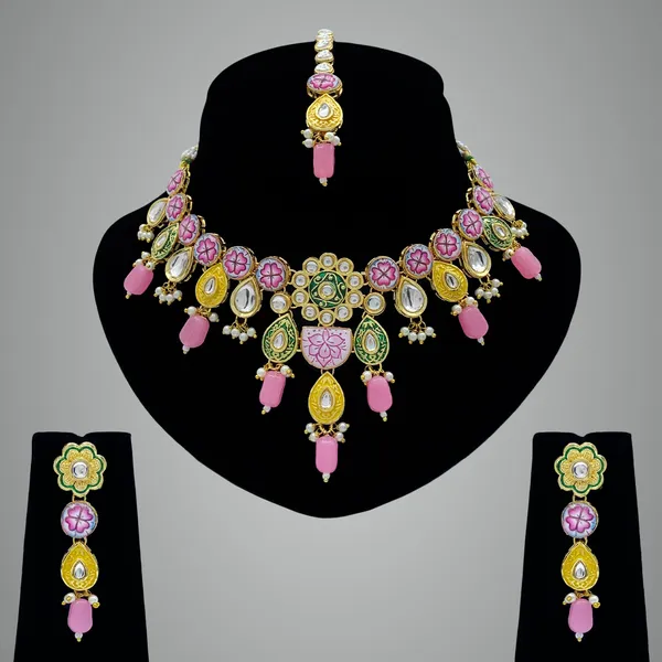 Baby_Pink_Brass_Premium_Kundan_Meenakari_Necklace_Set_For_Women_&_Girls_(08-0552)