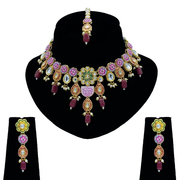 Maroon_Brass_Premium_Kundan_Meenakari_Necklace_Set_For_Women_&_Girls_(08-0552)