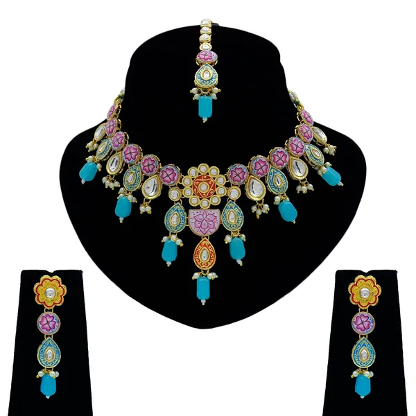 Turquoise_Brass_Premium_Kundan_Meenakari_Necklace_Set_For_Women_&_Girls_(08-0552)