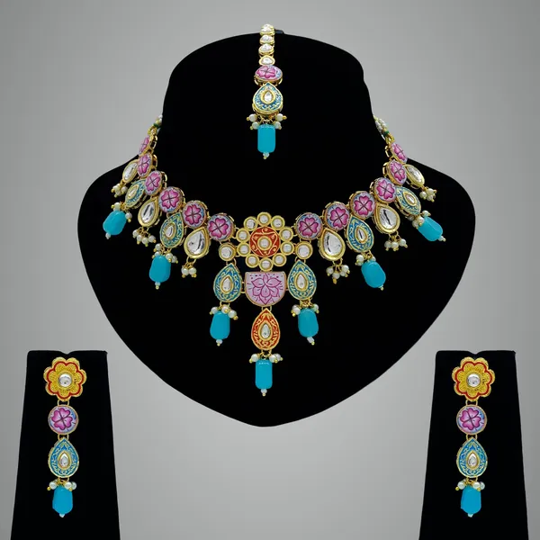 Turquoise_Brass_Premium_Kundan_Meenakari_Necklace_Set_For_Women_&_Girls_(08-0552)