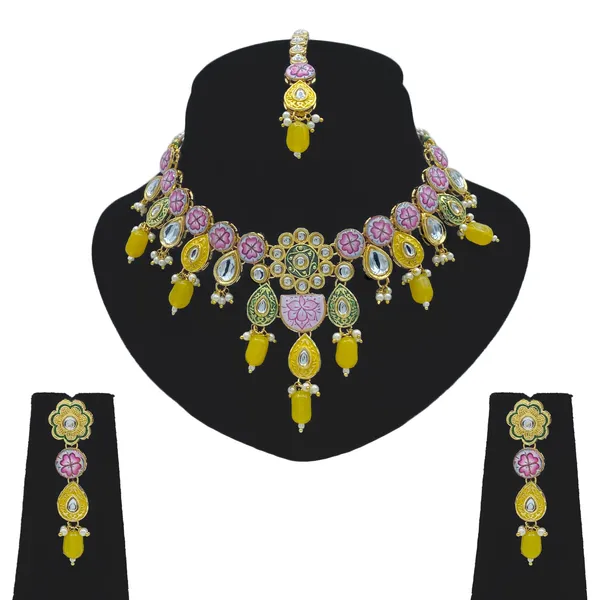 Yellow_Brass_Premium_Kundan_Meenakari_Necklace_Set_For_Women_&_Girls_(08-0552)