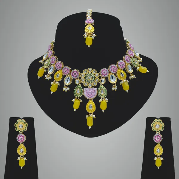Yellow_Brass_Premium_Kundan_Meenakari_Necklace_Set_For_Women_&_Girls_(08-0552)