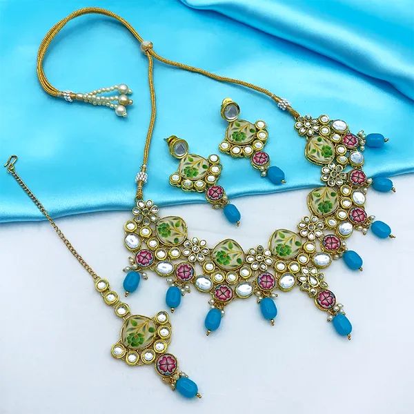 Turquoise_Brass_Premium_Kundan_Meenakari_Necklace_Set_For_Women_&_Girls_(08-0292)