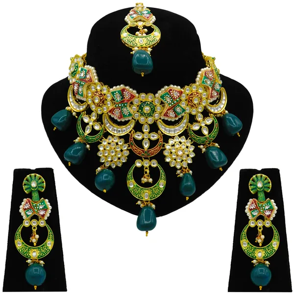 Green_Brass_Premium_Kundan_Meenakari_Necklace_Set_For_Women_&_Girls_(08-0452)