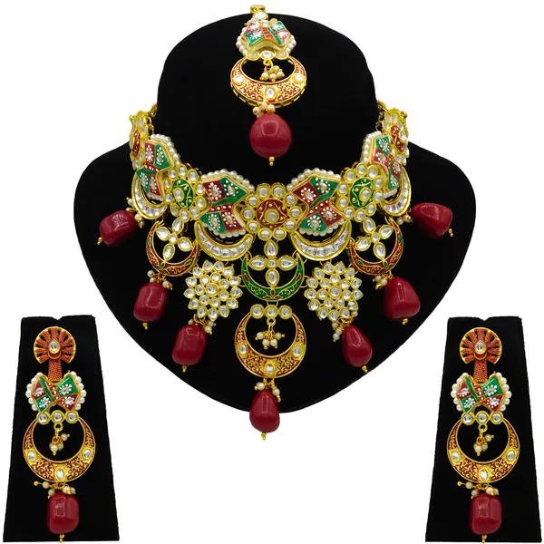 Maroon_Brass_Premium_Kundan_Meenakari_Necklace_Set_For_Women_&_Girls_(08-0452)