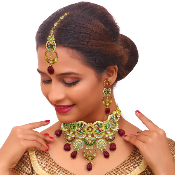 Maroon_Brass_Premium_Kundan_Meenakari_Necklace_Set_For_Women_&_Girls_(08-0452)