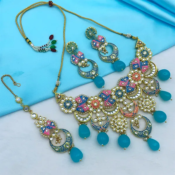 Turquoise_Brass_Premium_Kundan_Meenakari_Necklace_Set_For_Women_&_Girls_(08-0452)
