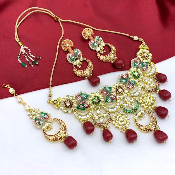 Maroon_Brass_Premium_Kundan_Meenakari_Necklace_Set_For_Women_&_Girls_(08-0452)