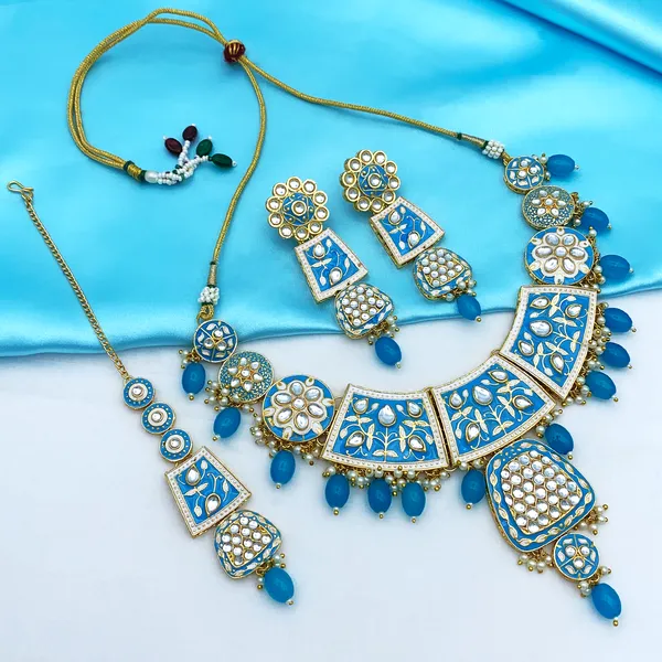 Turquoise_Brass_Premium_Kundan_Meenakari_Necklace_Set_For_Women_&_Girls_(08-0467)
