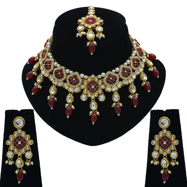 Maroon_Brass_Premium_Kundan_Meenakari_Necklace_Set_For_Women_&_Girls_(08-0528)