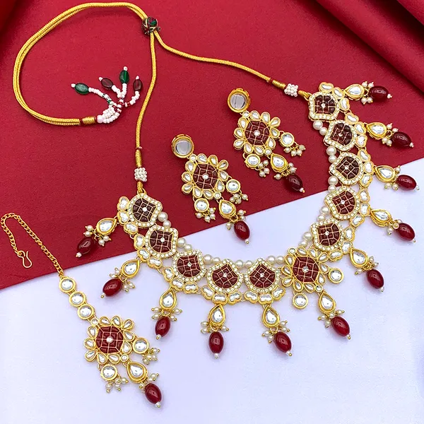 Maroon_Brass_Premium_Kundan_Meenakari_Necklace_Set_For_Women_&_Girls_(08-0528)