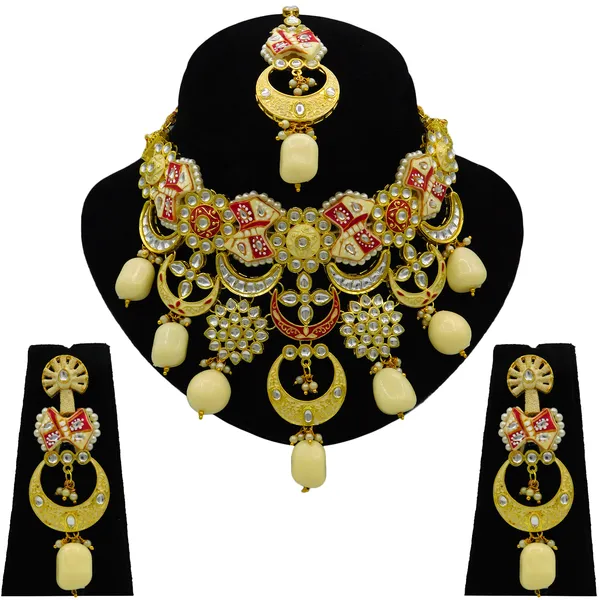 White_Brass_Premium_Kundan_Meenakari_Necklace_Set_For_Women_&_Girls_(08-0452)