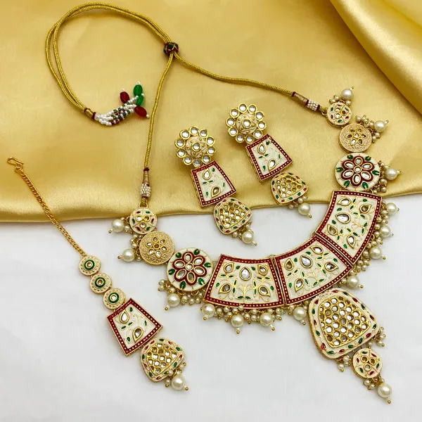 White_Brass_Premium_Kundan_Meenakari_Necklace_Set_For_Women_&_Girls_(08-0467)
