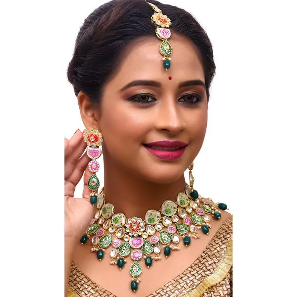 Green_Premium_Kundan_Meenakari_Floral_Set_(08-0115)