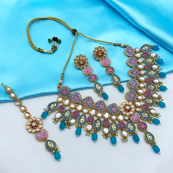 Turquoise_Premium_Kundan_Meenakari_Floral_Set_(08-0115)