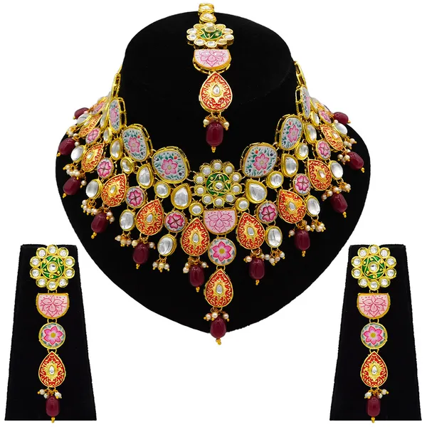 Maroon_Premium_Kundan_Meenakari_Floral_Set_(08-0115)