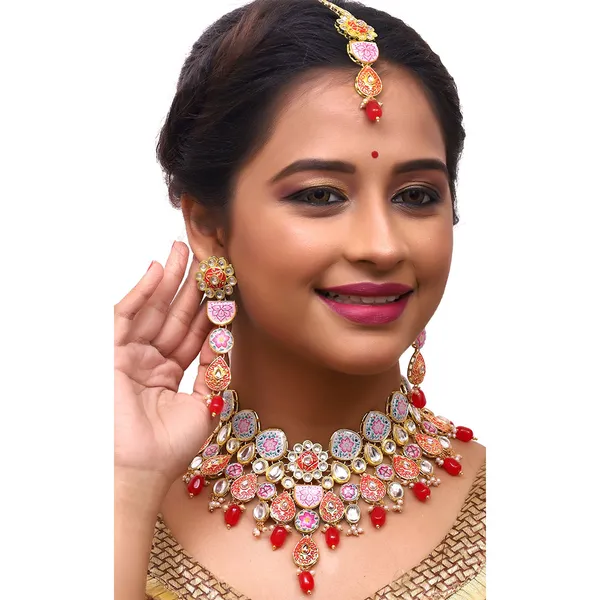 Red_Premium_Kundan_Meenakari_Floral_Set_(08-0115)