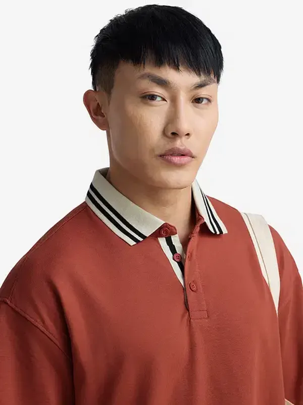 Rust_Cotton_Oversized_Polo_T-Shirt_For_Men