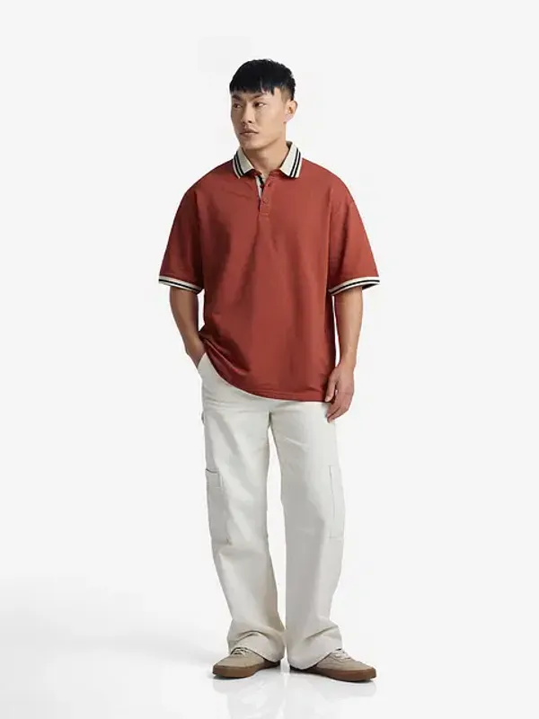 Rust_Cotton_Oversized_Polo_T-Shirt_For_Men