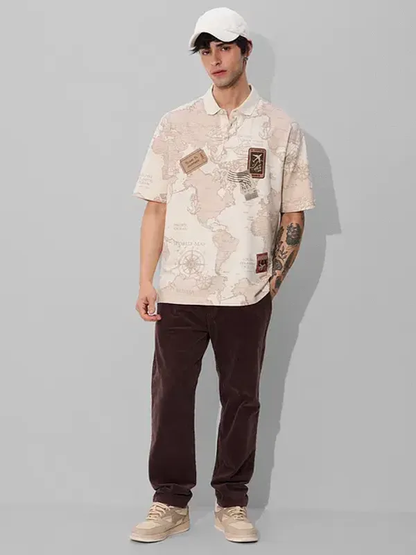 Off_White_Cotton_Oversized_Polo_T-Shirt_For_Men