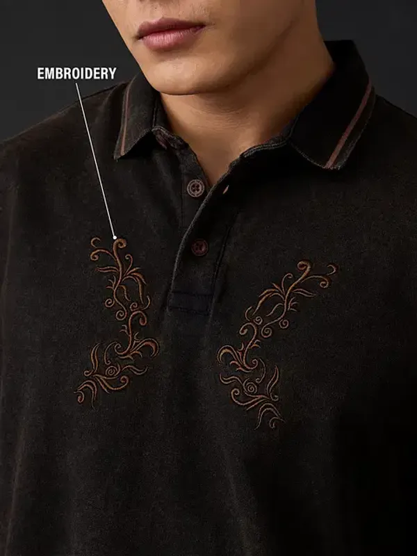 Black_Cotton_Oversized_Polo_T-Shirt_For_Men