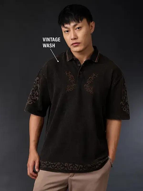 Black_Cotton_Oversized_Polo_T-Shirt_For_Men