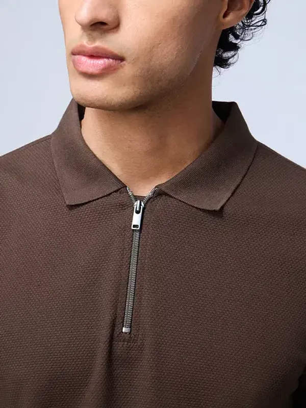Brown_Cotton_Oversized_Polo_T-Shirt_For_Men