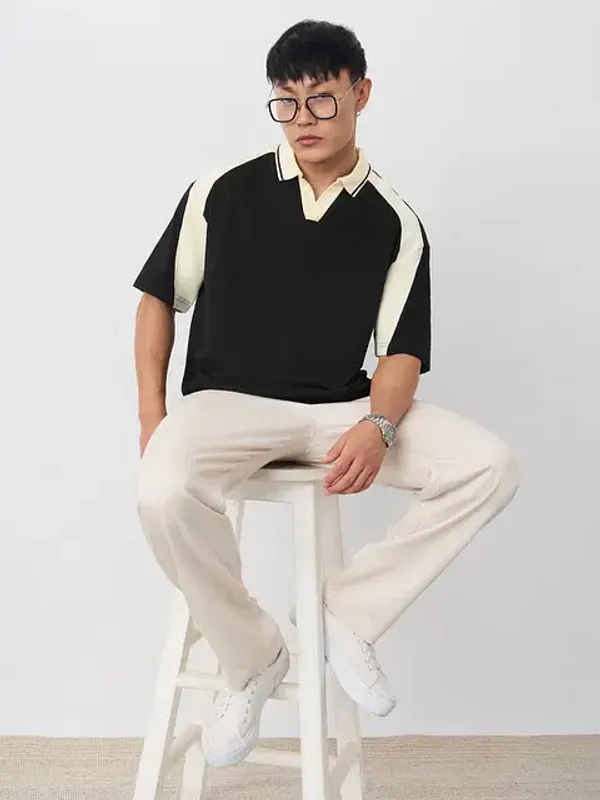 Black_Cotton_Oversized_Polo_T-Shirt_For_Men