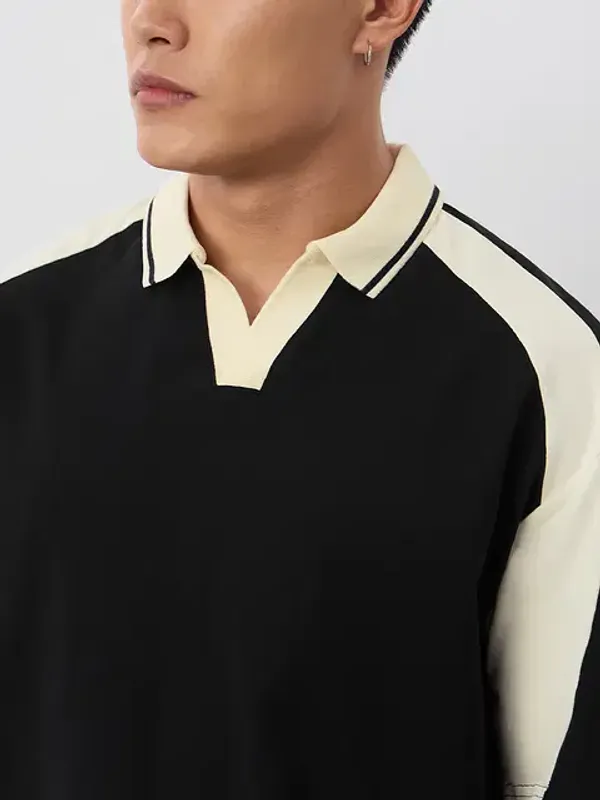 Black_Cotton_Oversized_Polo_T-Shirt_For_Men