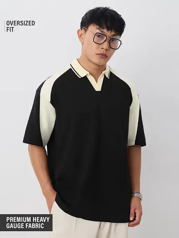 Black_Cotton_Oversized_Polo_T-Shirt_For_Men