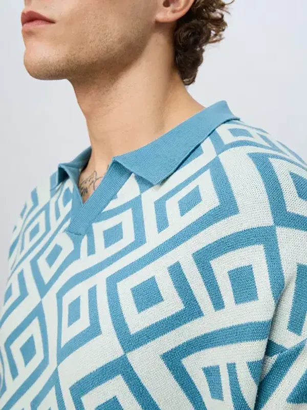 Blue_Cotton_Oversized_Polo_T-Shirt_For_Men